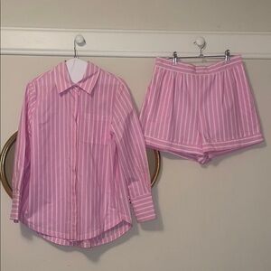 Vita Grace pink Striped Shirt and Shorts Set
